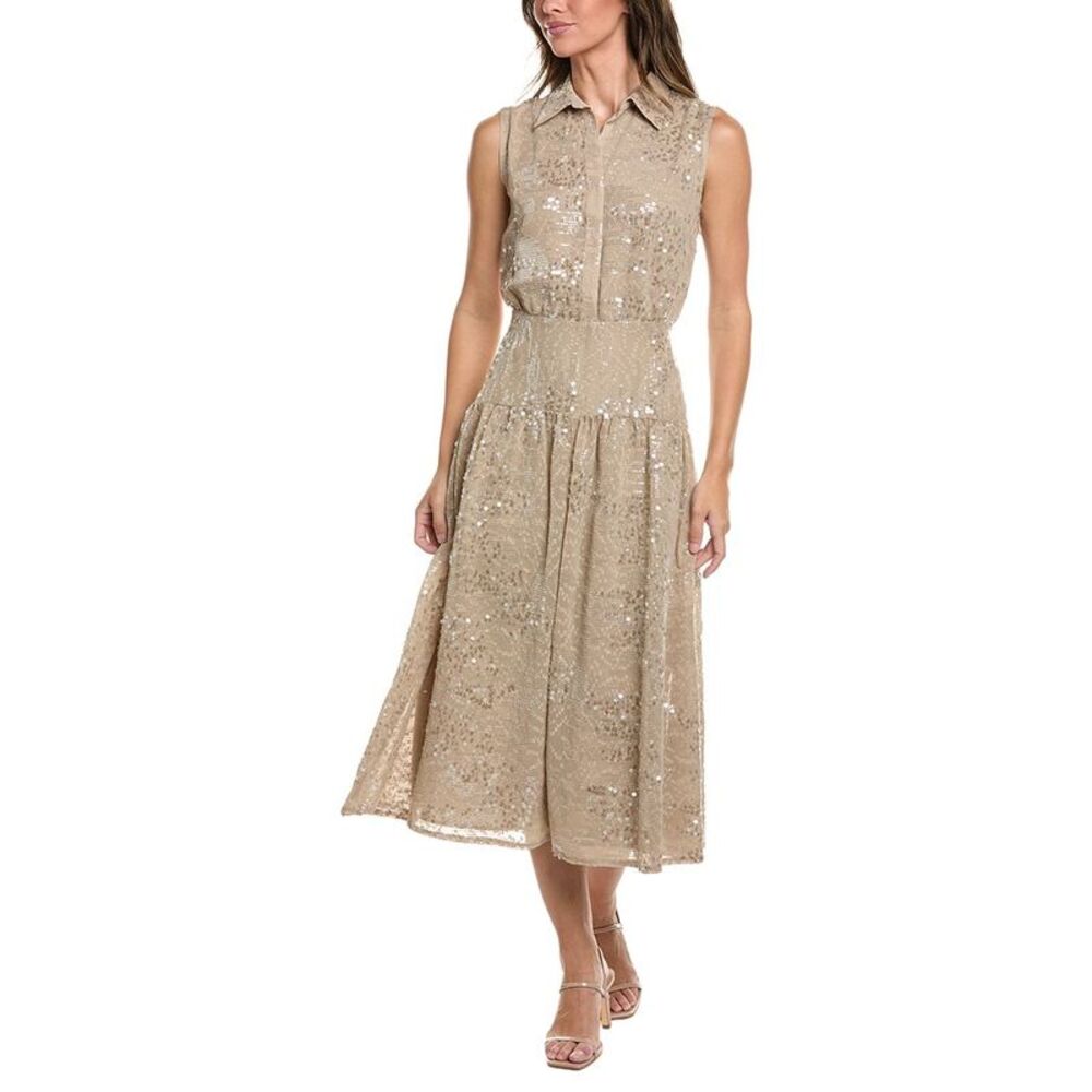 Kenneth Cole Womens  Midi Shirtdress, Brown